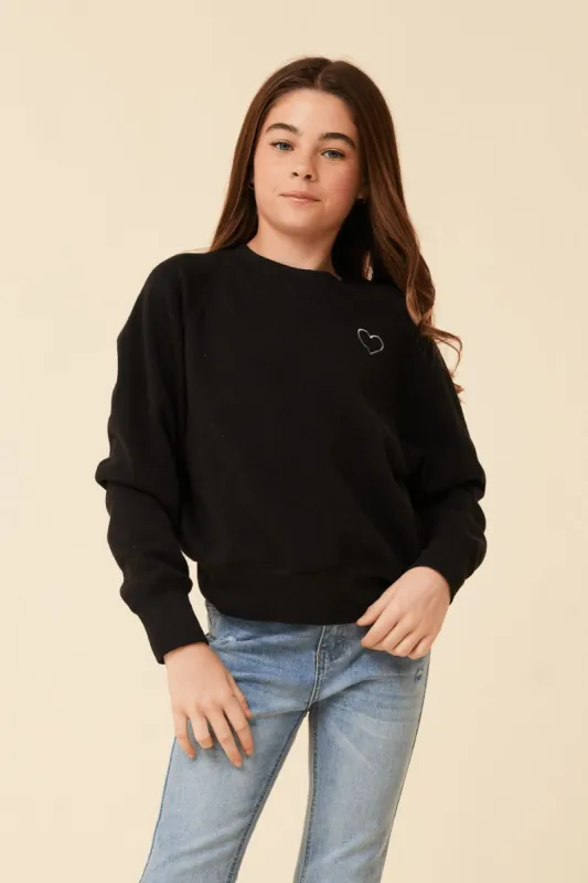 Black Heart Embroidered Crewneck sold by Vintage Havana