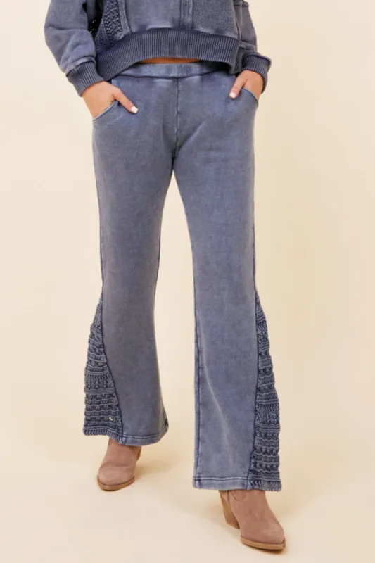 Washed Denim Crochet Detail Wide Leg Pants sold by Vintage Havana