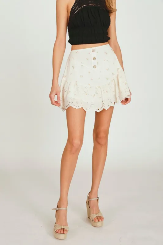 Vintage Print Eyelet Smocked Skirt made by Vintage Havana