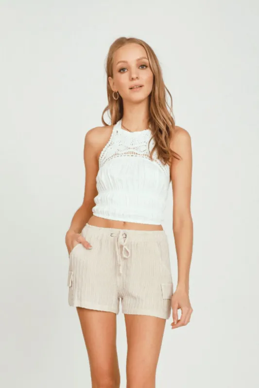 Ivory Crochet Detail Halter Top sold by Vintage Havana