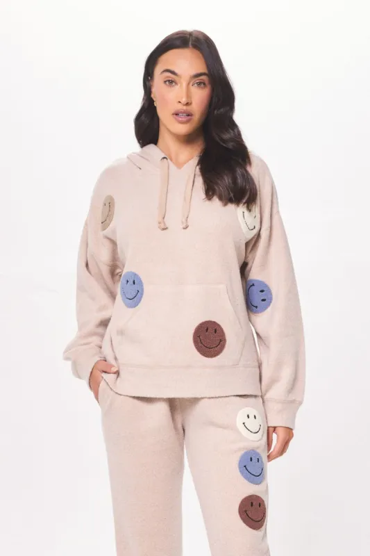 Irish Cream w/ Neutral Patches Reverse Burnout Hoodie sold by Vintage Havana