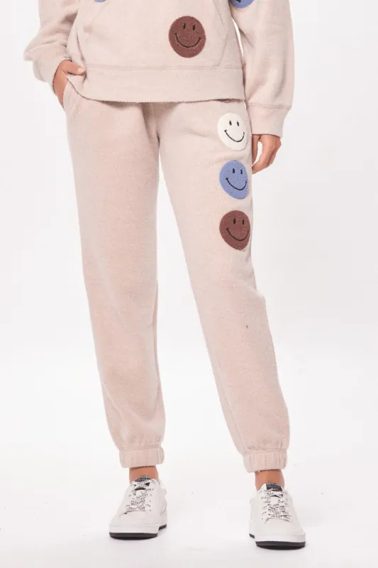 Irish Cream w/ Neutral Patches Reverse Burnout Jogger sold by Vintage Havana