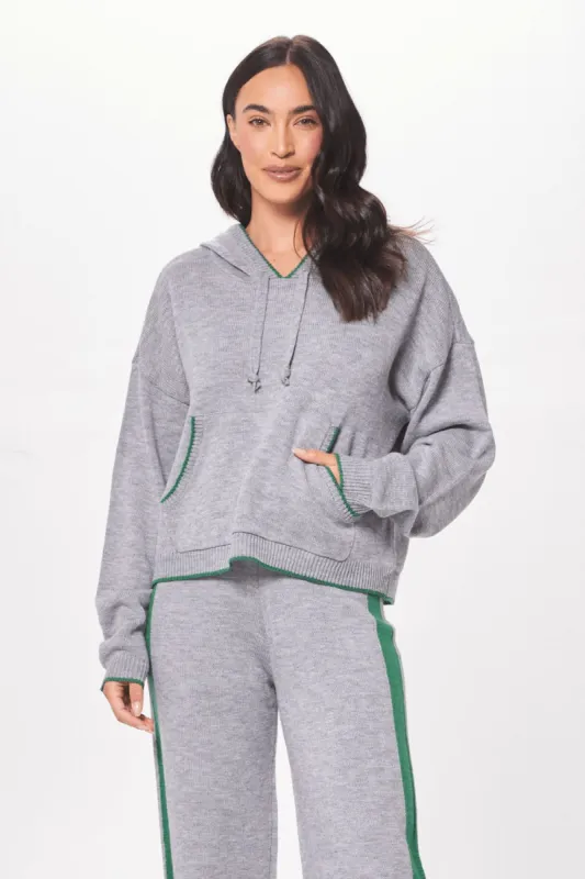 Heather w/ Forest Green "Peace" Jacquard Sweater Hoodie made by Vintage Havana