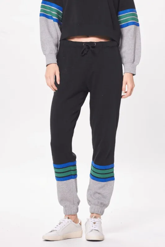 Black & Grey Fleece Jogger w/ Twill Tape made by Vintage Havana
