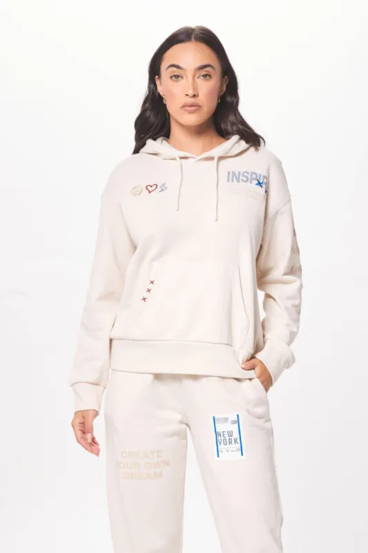 Coconut White & Multicolor Surfwash Hoodie w/ Graffiti sold by Vintage Havana