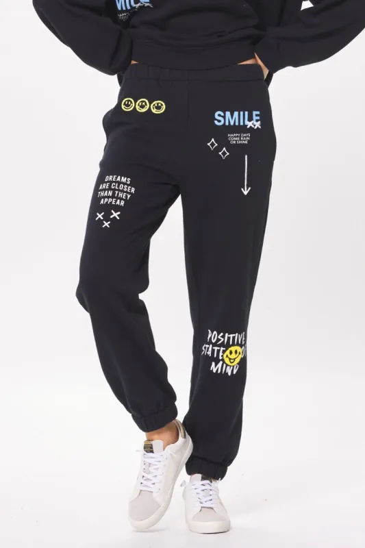 Black & Multicolor Heavy Surfwash Fleece Joggers w/ Graffiti sold by Vintage Havana