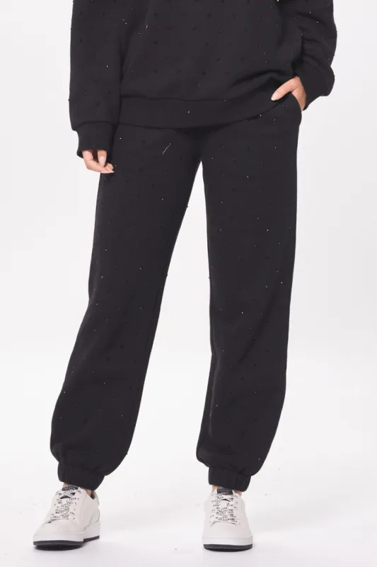 Black Fleece Jogger w/ Rhinestones sold by Vintage Havana