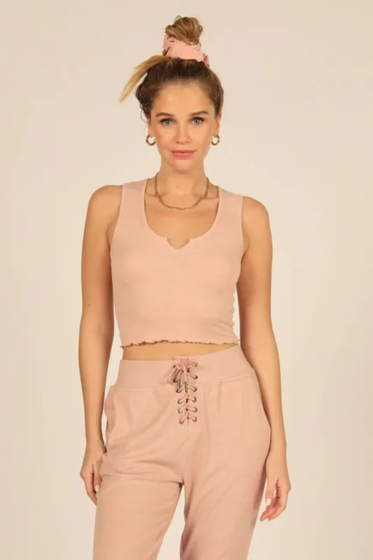 Blush Brushed Rib Crop Tank sold by Vintage Havana