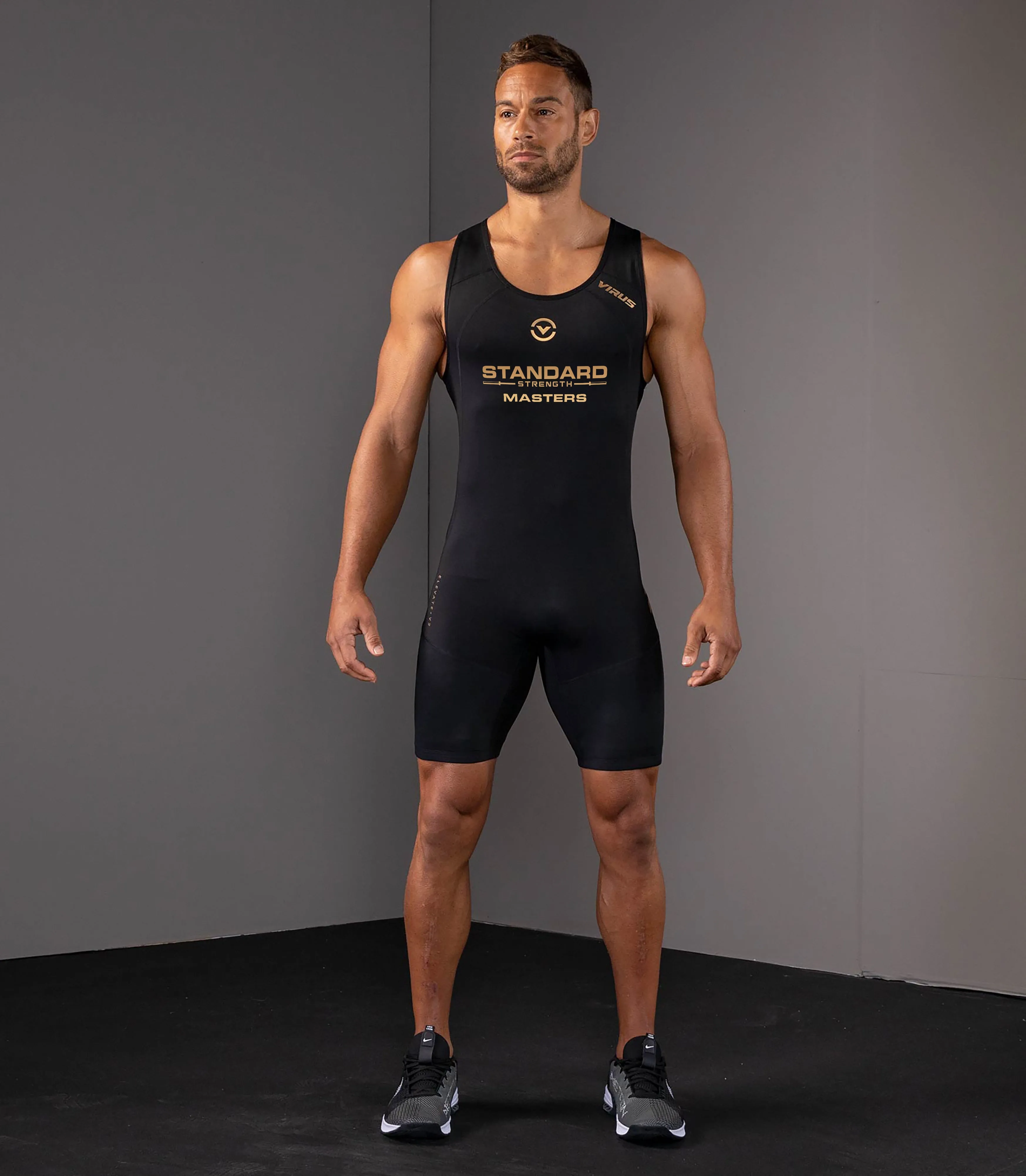 Masters Standard Strength x Virus Mens Elevate V2 Singlet - BKGD sold by Virgins Saints & Angels