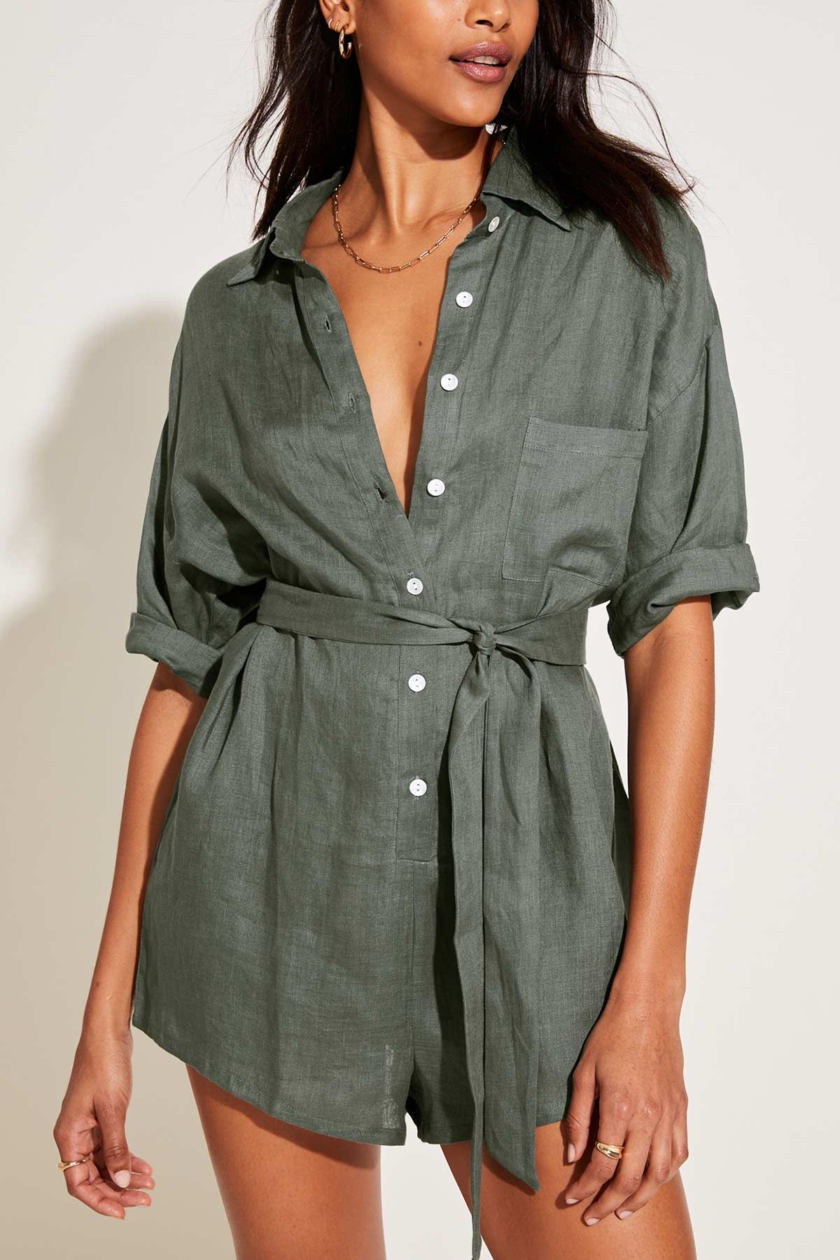 Playa Linen Short Romper sold by Vitamin A product image thumbnail 9
