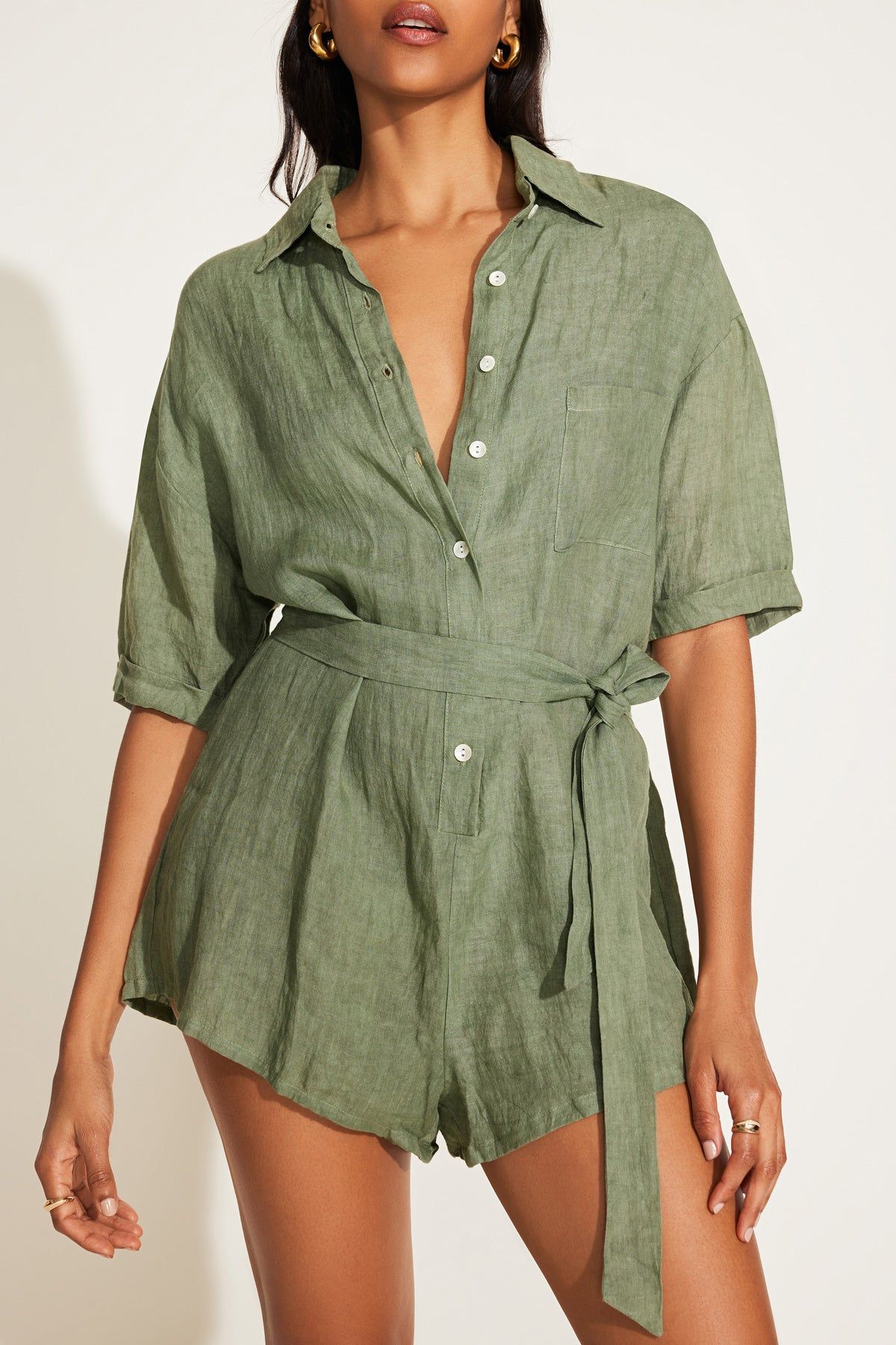 Playa Linen Short Romper sold by Vitamin A product image thumbnail 2