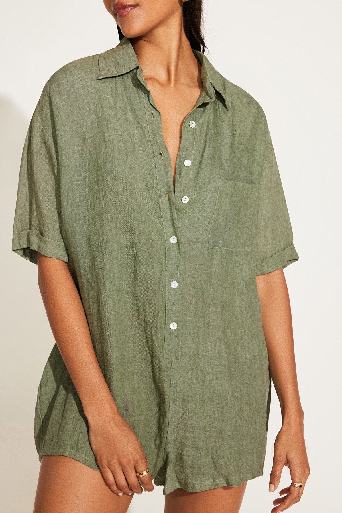 Playa Linen Short Romper sold by Vitamin A product image thumbnail 5