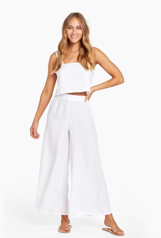 Tallows Linen Wide Leg Pant - EcoLinen White sold by Vitamin A