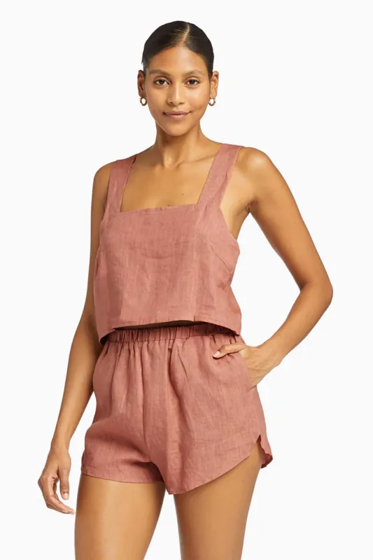 Tallows Linen Crop Top - EcoLinen Terra Cotta sold by Vitamin A