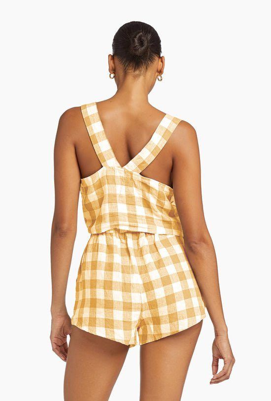 Tallows Linen Crop Top - EcoLinen Honeycomb Gingham sold by Vitamin A product image thumbnail 2