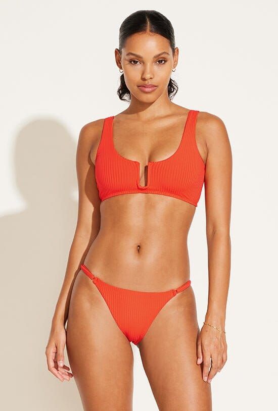 Moss Adjustable Side String Bottom - Hibiscus EcoRib sold by Vitamin A