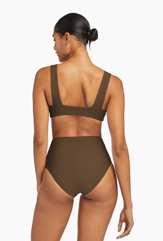 Barcelona High Waist Full Cut Bottom - Tea Leaf EcoTex sold by Vitamin A