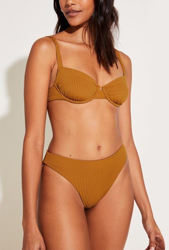 Cali High Leg Classic Coverage Bottom - Saffron EcoRib BT sold by Vitamin A