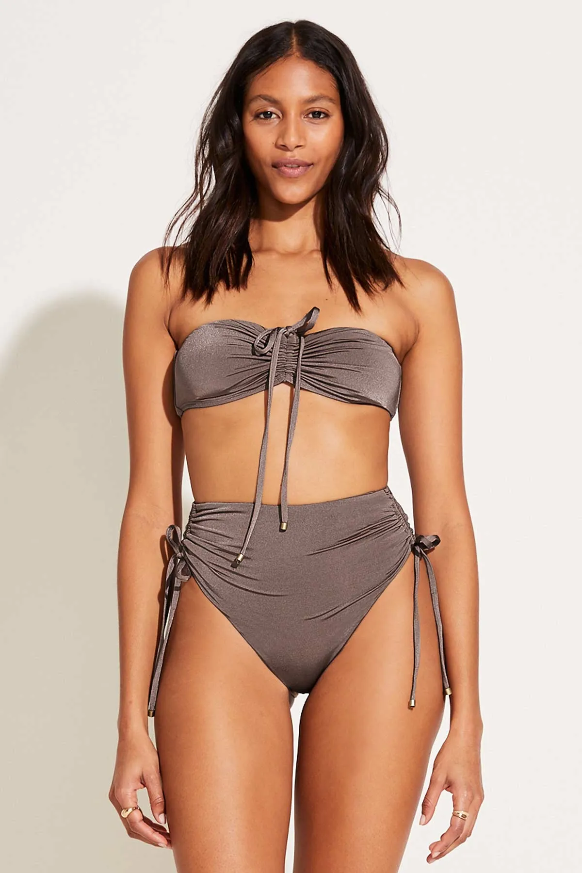Gemma Ruched High Waist Bottom - Mineral Shimmer EcoLux sold by Vitamin A product image thumbnail 2