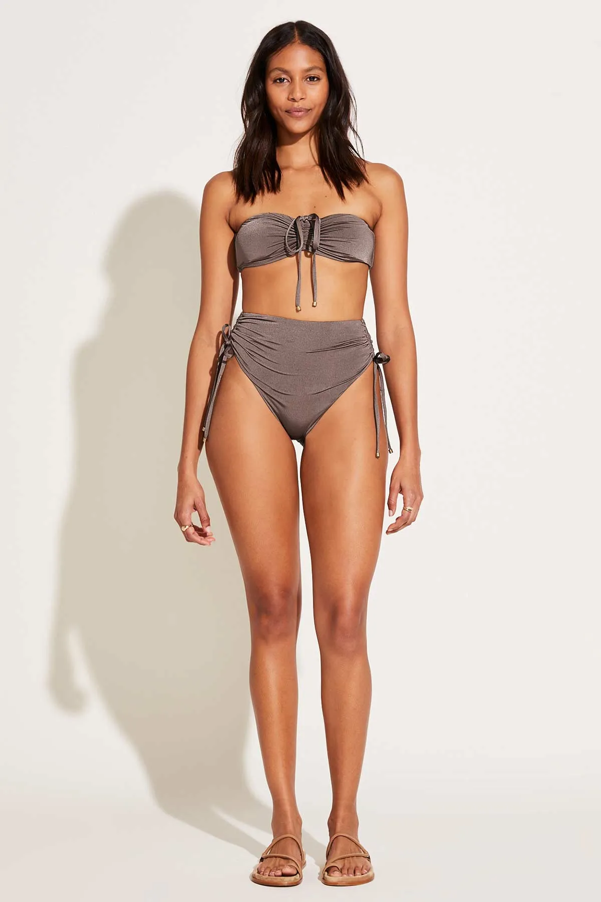 Gemma Ruched High Waist Bottom - Mineral Shimmer EcoLux sold by Vitamin A