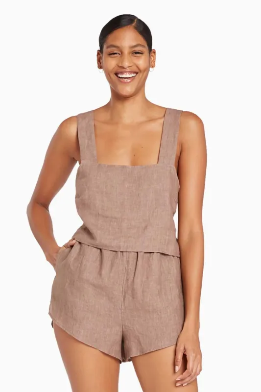 Tallows Linen Crop Top - EcoLinen Java sold by Vitamin A