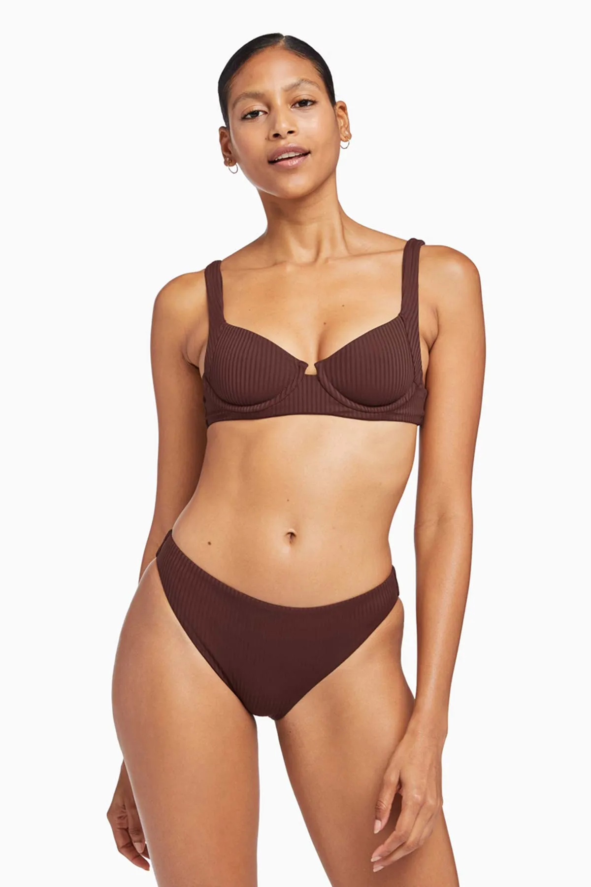 Demi Underwire Top - Chocolate EcoRib sold by Vitamin A
