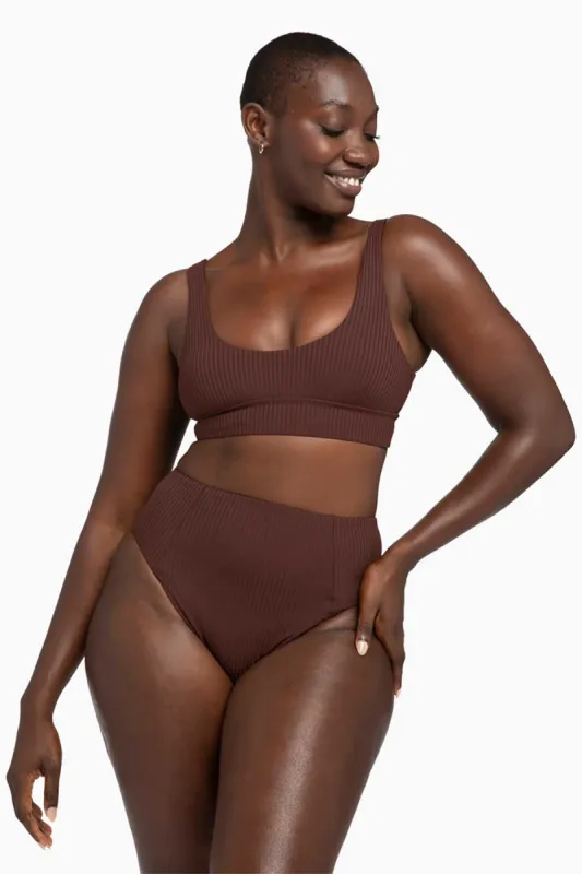 Sienna High Waist Full Cut Bottom - Chocolate Brown EcoRib sold by Vitamin A