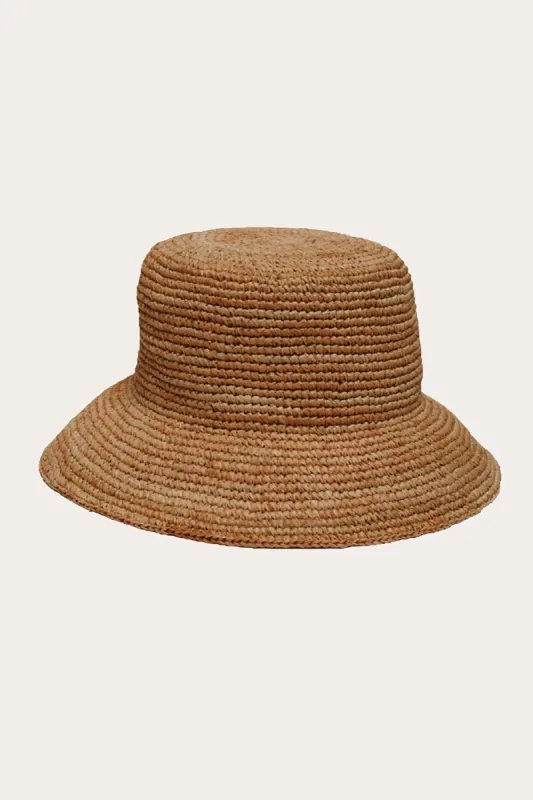 Cannes Straw Bucket Hat - Carmel Straw sold by Vitamin A