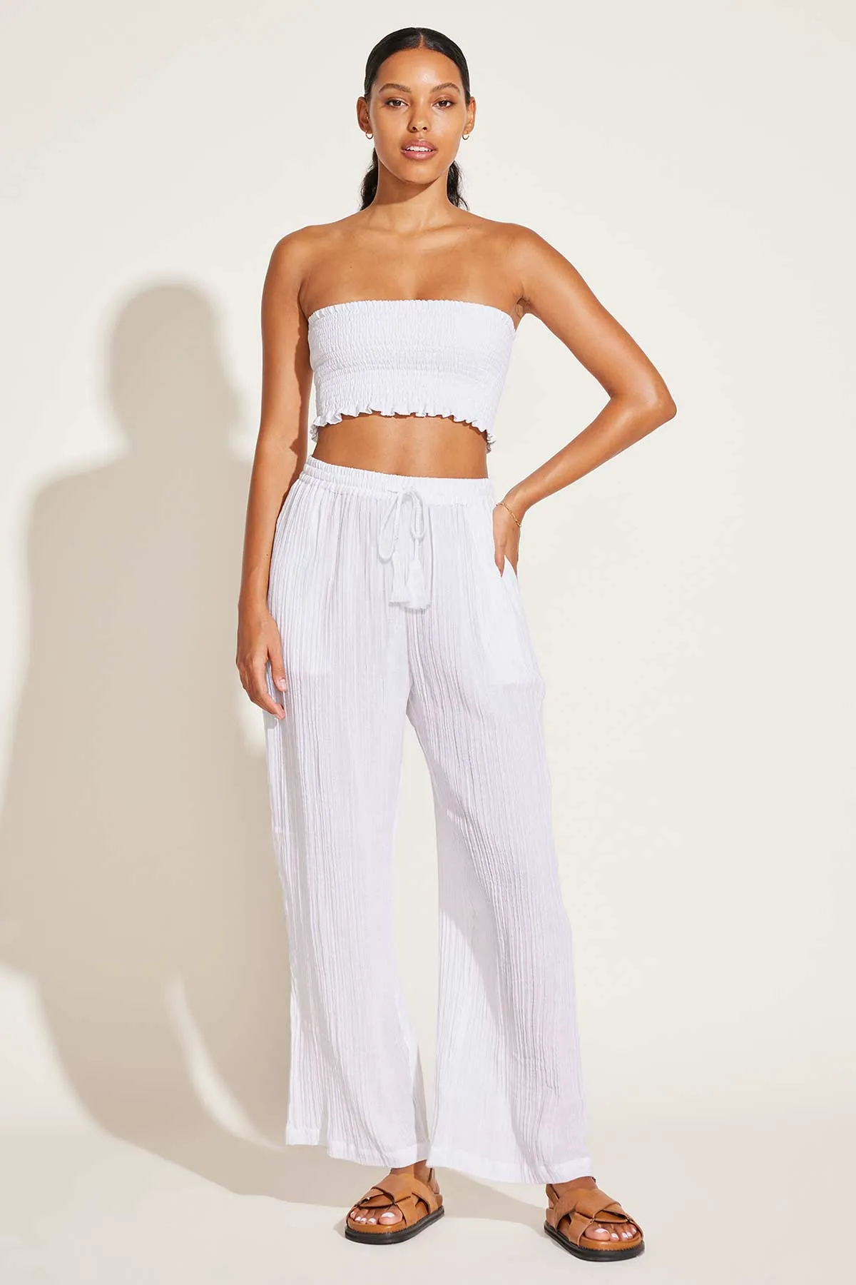 Costa Pant - White Crinkle Organic Cotton sold by Vitamin A