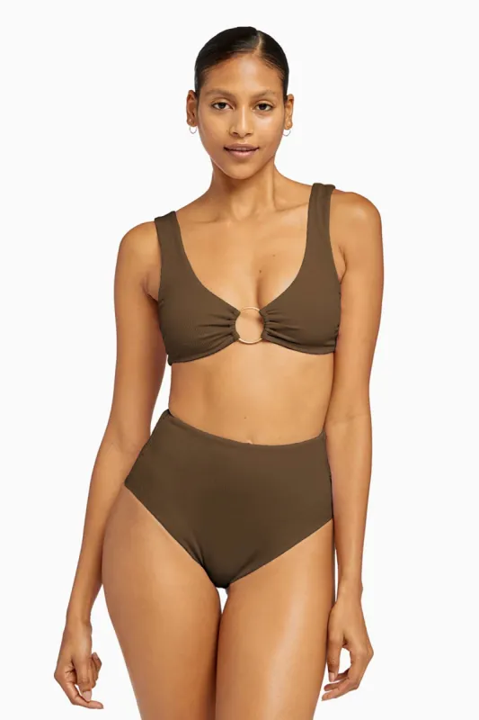 Barcelona High Waist Full Cut Bottom - Tea Leaf EcoTex sold by Vitamin A