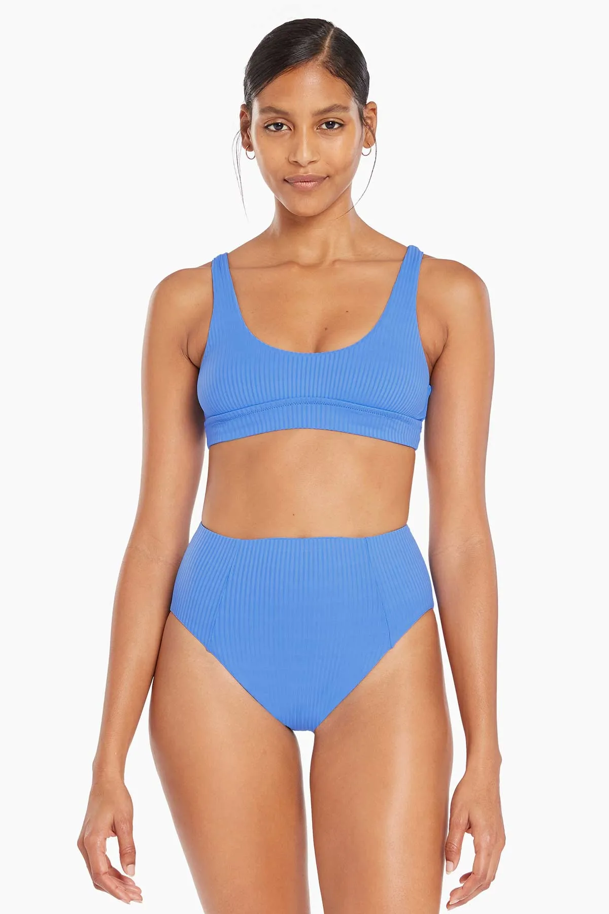 Sienna High Waist Full Cut Bottom - Cornflower Blue EcoRib sold by Vitamin A