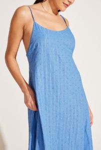 Mari Maxi Dress - Ocean Organic Shimmer Cotton sold by Vitamin A