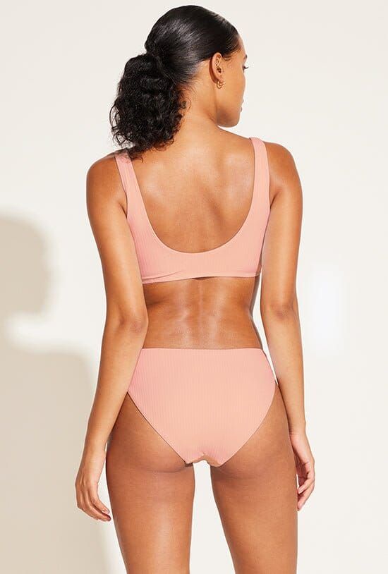 Cali High Leg Classic Coverage Bottom - Pink Coral EcoRib sold by Vitamin A
