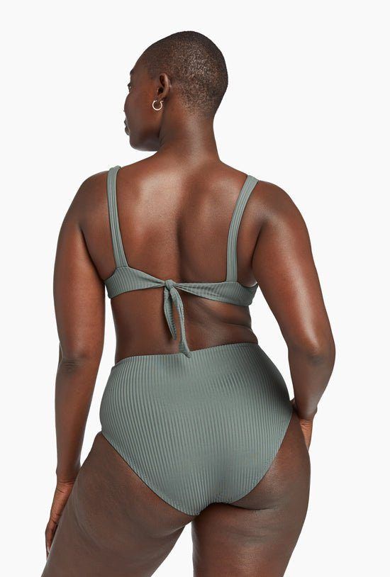 Barcelona High Waist Full Cut Bottom - Sea Green EcoRib sold by Vitamin A