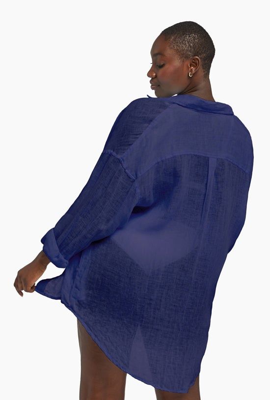 Playa Linen Oversized Shirt - EcoLinen Gauze Midnight sold by Vitamin A product image thumbnail 3