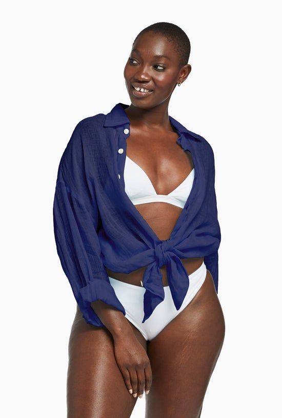 Playa Linen Oversized Shirt - EcoLinen Gauze Midnight sold by Vitamin A product image thumbnail 2