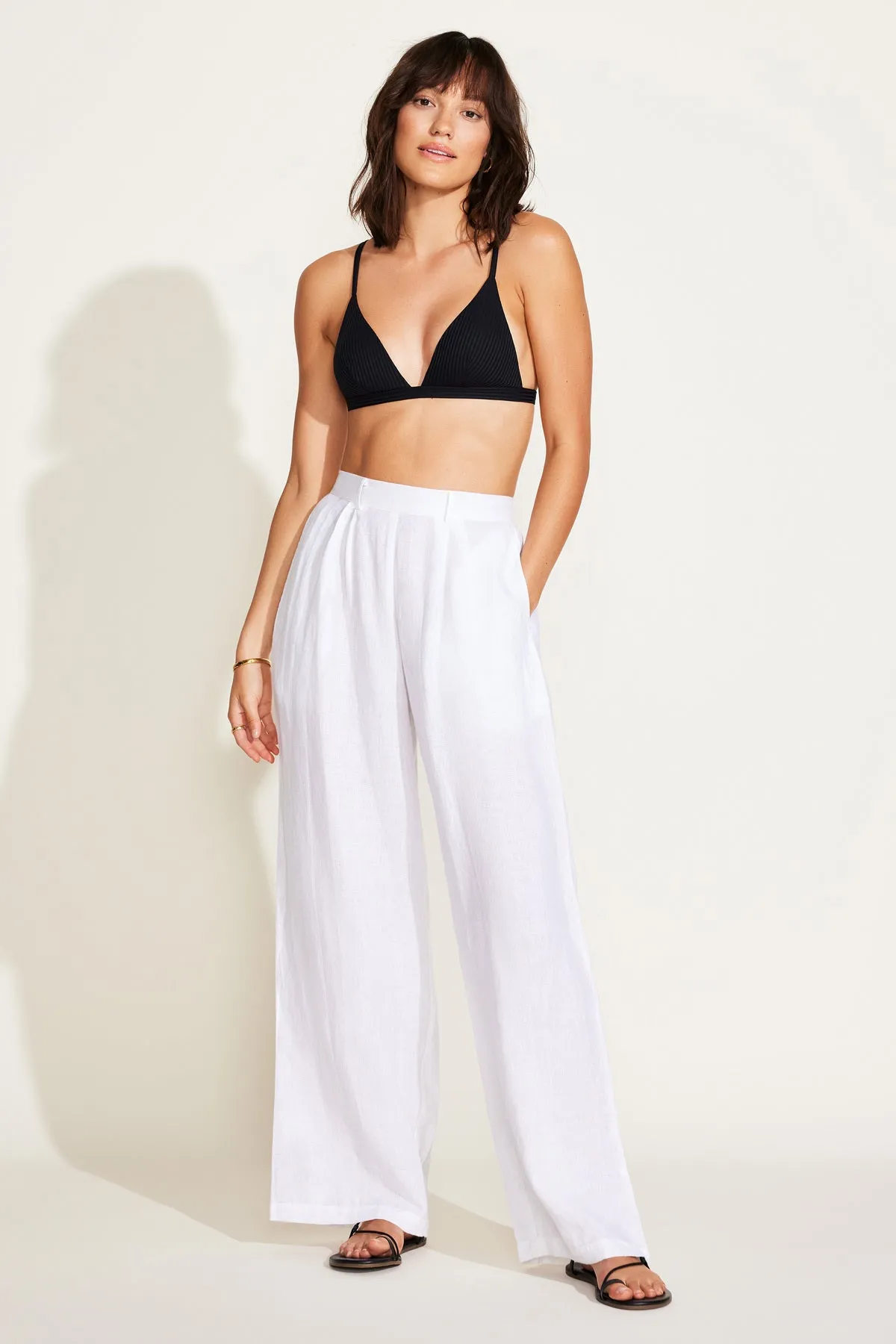 The Getaway Pant - White EcoLinen sold by Vitamin A
