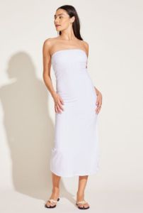 Strapless West Dress - White Organic Rib sold by Vitamin A