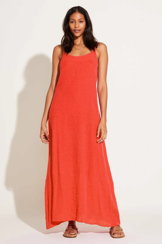 Mari Maxi Dress - Hibiscus Crinkle Linen sold by Vitamin A
