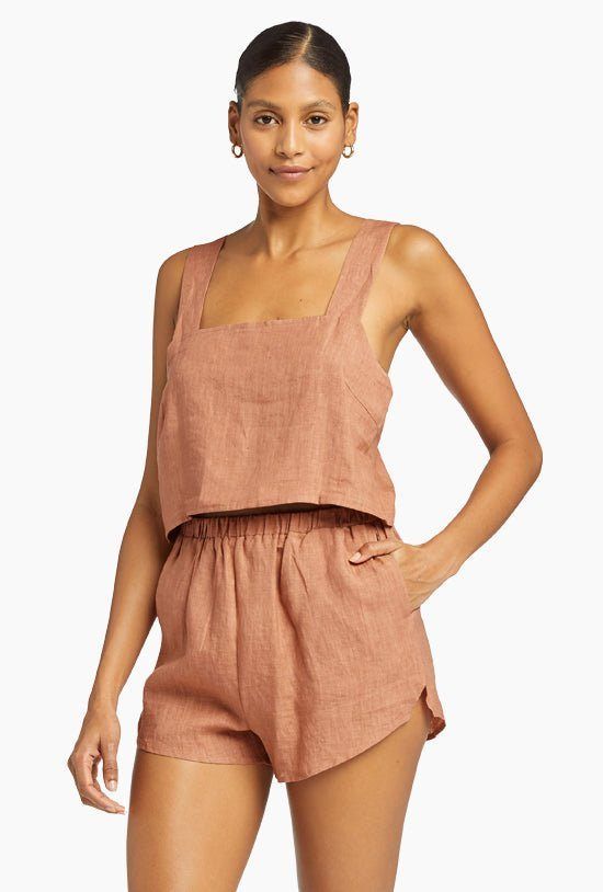 Tallows Linen Crop Top - EcoLinen Desert sold by Vitamin A