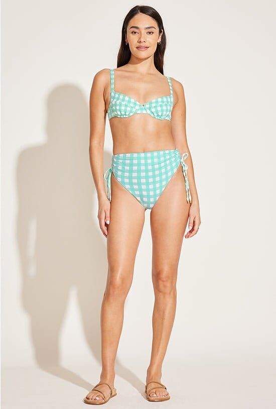 Gemma Ruched High Waist Bottom - Seafoam Pucker Gingham sold by Vitamin A product image thumbnail 3