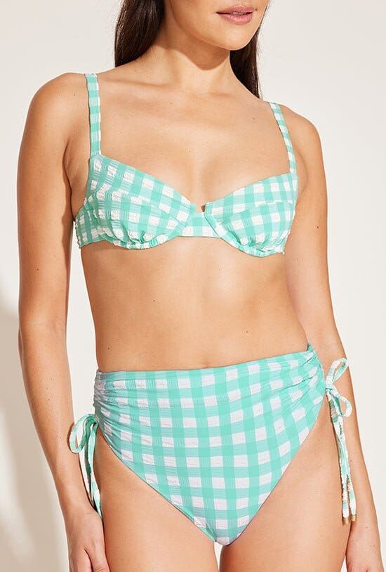 Gemma Ruched High Waist Bottom - Seafoam Pucker Gingham sold by Vitamin A product image thumbnail 4