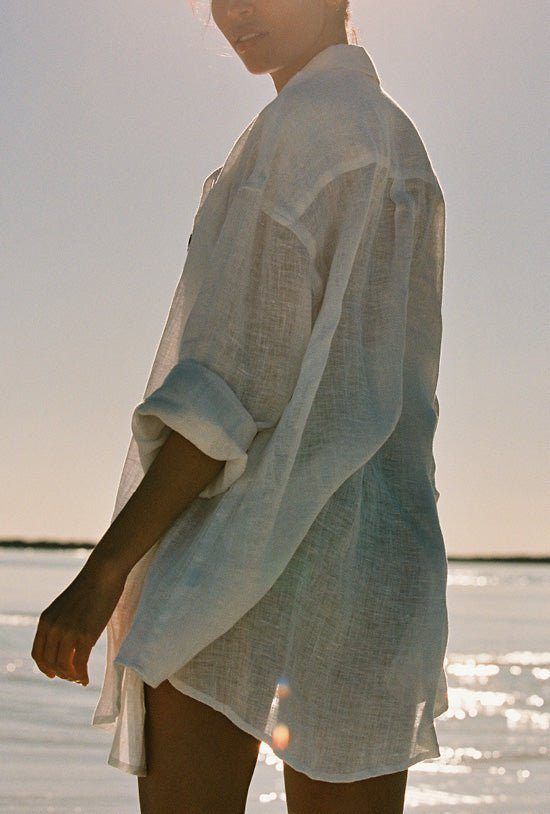 Playa Linen Oversized Shirt - EcoLinen Gauze White sold by Vitamin A product image thumbnail 2