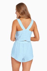 Tallows Linen Crop Top - EcoLinen Sky Blue sold by Vitamin A