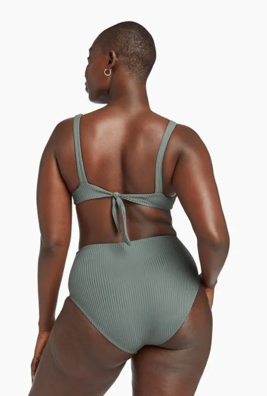 Barcelona High Waist Full Cut Bottom - Sea Green EcoRib sold by Vitamin A