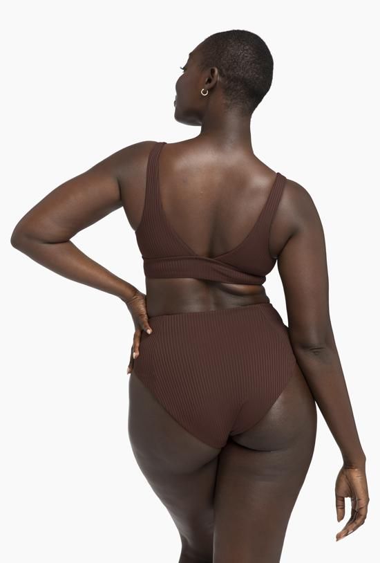 Sienna High Waist Full Cut Bottom - Chocolate EcoRib sold by Vitamin A