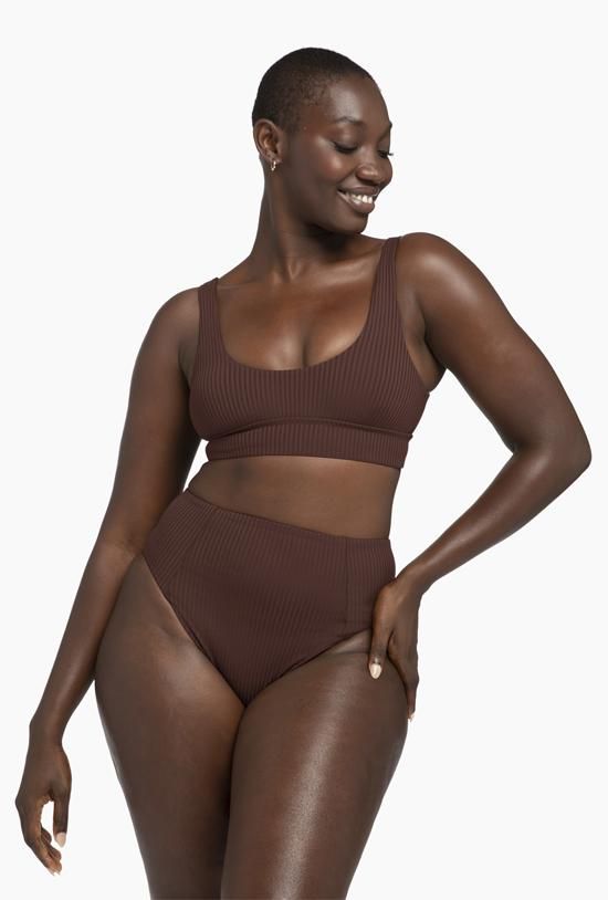 Sienna High Waist Full Cut Bottom - Chocolate EcoRib sold by Vitamin A product image thumbnail 2