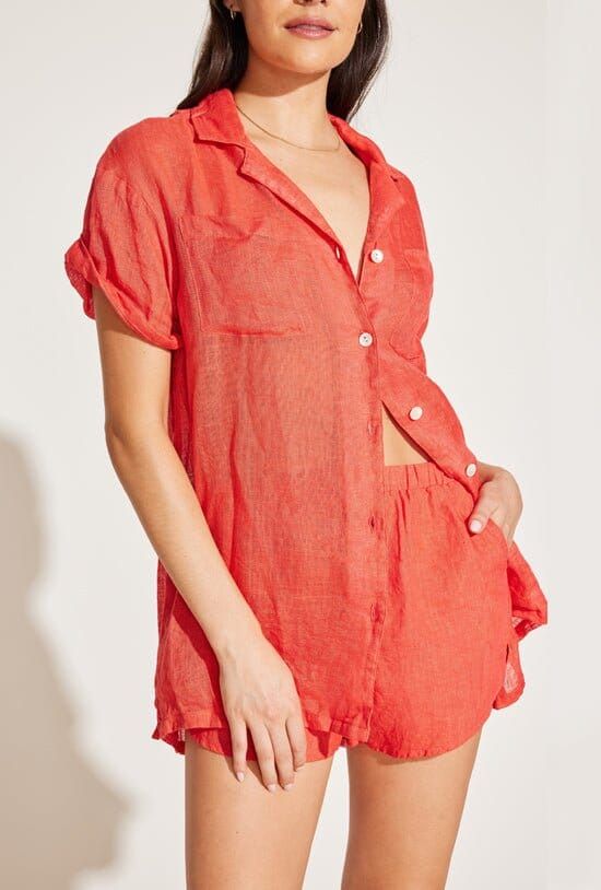 Tallows Linen Short - EcoLinen Hibiscus sold by Vitamin A