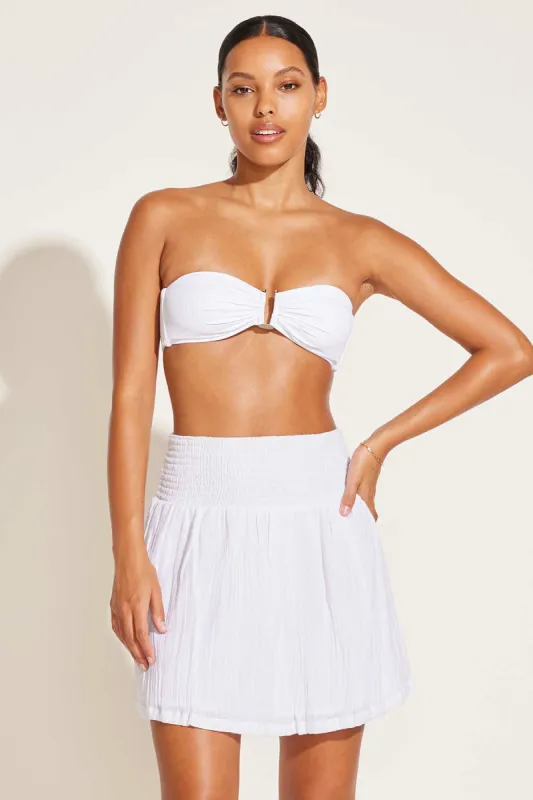 Costa Smocked Mini Skirt - White Crinkle Organic Cotton sold by Vitamin A