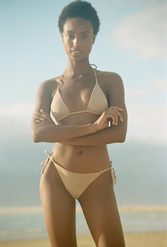 Elle Adjustable Tie Side Bottom - Golden Glow Metallic sold by Vitamin A product image thumbnail 2